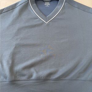 Abercrombie & Fitch Slate Blue V-Neck Sweatshirt with White Piping
